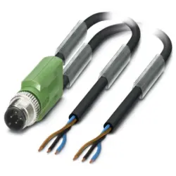 Sensor actuator cable, M12-cable plug, straight to open end, 3 pole, 3 m, PUR, black, 4 A, 1669699
