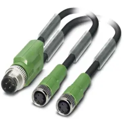 Sensor actuator cable, M12-cable plug, straight to M8-cable socket, straight, 3 pole, 3 m, PUR, black, 4 A, 1671360