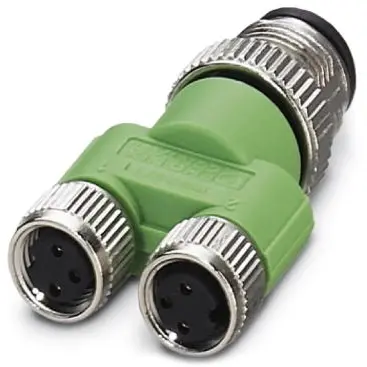 Adapter, 2 x M12 (3 pole, socket) to M12 (3 pole, plug), Y-shape, 1683549 - 1