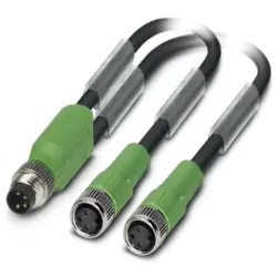 Sensor actuator cable, M8-cable plug, straight to M8-cable socket, straight, 3 pole, 0.3 m, PUR, black, 4 A, 1458664