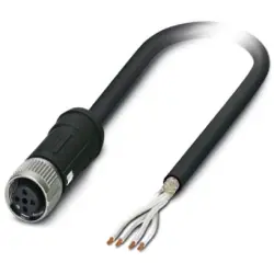 Sensor actuator cable, M12-cable socket, straight to open end, 4 pole, 5 m, PE-X, black, 4 A, 1407318