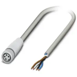 Sensor actuator cable, M8-cable socket, straight to open end, 4 pole, 10 m, PP-EPDM, gray, 4 A, 1406849