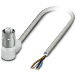 Sensor actuator cable, M12-cable socket, angled to open end, 4 pole, 10 m, PP-EPDM, gray, 4 A, 1403967