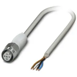 Sensor actuator cable, M12-cable socket, straight to open end, 4 pole, 10 m, PP-EPDM, gray, 4 A, 1403989
