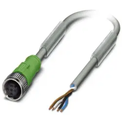 Sensor actuator cable, M12-cable socket, straight to open end, 4 pole, 10 m, PUR, gray, 4 A, 1567335