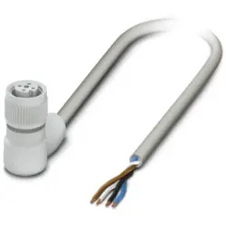 Sensor actuator cable, M12-cable socket, angled to open end, 4 pole, 5 m, PP-EPDM, gray, 4 A, 1404017