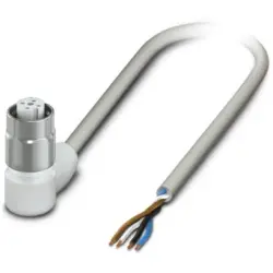 Sensor actuator cable, M12-cable socket, angled to open end, 4 pole, 5 m, PP-EPDM, gray, 4 A, 1403962
