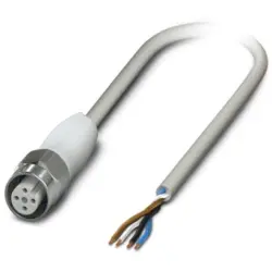 Sensor actuator cable, M12-cable socket, straight to open end, 4 pole, 5 m, PP-EPDM, gray, 4 A, 1403958