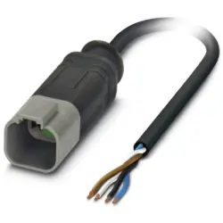 Sensor actuator cable, cable plug to open end, 4 pole, 1.5 m, PUR, black, 8 A, 1415012
