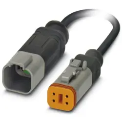 Sensor actuator cable, cable plug to cable socket, 4 pole, 1.5 m, PUR, black, 8 A, 1415019