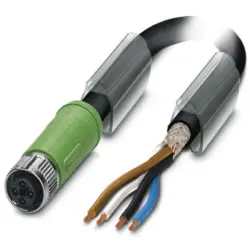 Sensor actuator cable, M12-cable socket, straight to open end, 4 pole, 1.5 m, PUR, black, 12 A, 1424112