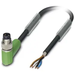 Sensor actuator cable, M8-cable plug, angled to open end, 4 pole, 5 m, PUR, black, 4 A, 1521889