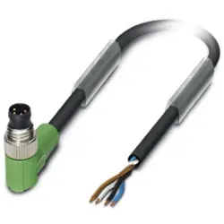 Sensor actuator cable, M8-cable plug, angled to open end, 4 pole, 10 m, PVC, black, 4 A, 1415549