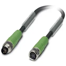 Sensor actuator cable, M8-cable plug, straight to M8-cable socket, straight, 4 pole, 3 m, PUR, black, 4 A, 1574603