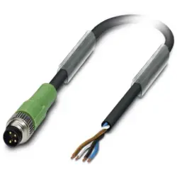 Sensor actuator cable, M8-cable plug, straight to open end, 4 pole, 1.5 m, PVC, black, 4 A, 1415542