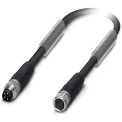 Sensor actuator cable, M8-cable plug, straight to M8-cable socket, straight, 4 pole, 10 m, PUR, black, 4 A, 1543375