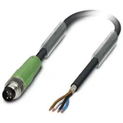 Sensor actuator cable, M8-cable plug, straight to open end, 4 pole, 10 m, PUR, black, 4 A, 1521847