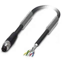 Sensor actuator cable, M8-cable plug, straight to open end, 4 pole, 15 m, PUR, black, 4 A, 1543278