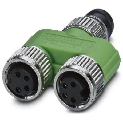 Adapter, 2 x M12 (4 pole, socket) to M12 (4 pole, plug), Y-shape, 1572443 - 1
