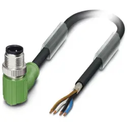Sensor actuator cable, M12-cable plug, angled to open end, 4 pole, 1.5 m, PUR, black, 4 A, 1682870