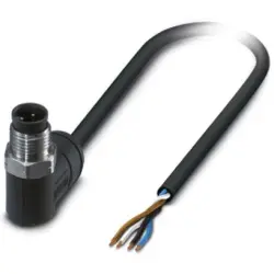 Sensor actuator cable, M12-cable plug, angled to open end, 4 pole, 2 m, PE-X, black, 4 A, 1407965