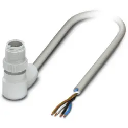 Sensor actuator cable, M12-cable plug, angled to open end, 4 pole, 3 m, PP-EPDM, gray, 4 A, 1404007