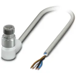 Sensor actuator cable, M12-cable plug, angled to open end, 4 pole, 3 m, PP-EPDM, gray, 4 A, 1403953