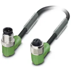 Sensor actuator cable, M12-cable plug, angled to M12-cable socket, angled, 4 pole, 3 m, PVC, black, 4 A, 1415645