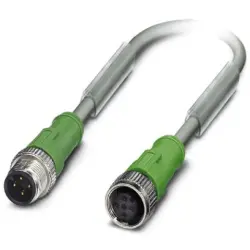 Sensor actuator cable, M12-cable plug, straight to M12-cable socket, straight, 4 pole, 3 m, PUR, gray, 4 A, 1457076
