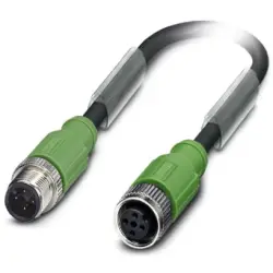 Sensor actuator cable, M12-cable plug, straight to M12-cable socket, straight, 4 pole, 3 m, PUR, black, 4 A, 1500871