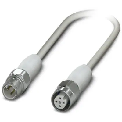 Sensor actuator cable, M12-cable plug, straight to M12-cable socket, straight, 4 pole, 1.5 m, PP-EPDM, gray, 4 A, 1403992 - 1