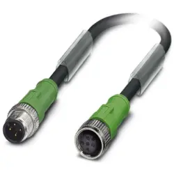Sensor actuator cable, M12-cable plug, straight to M12-cable socket, straight, 4 pole, 15 m, PUR, black, 4 A, 1509584