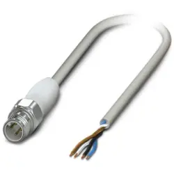 Sensor actuator cable, M12-cable plug, straight to open end, 4 pole, 5 m, PP-EPDM, gray, 4 A, 1403949