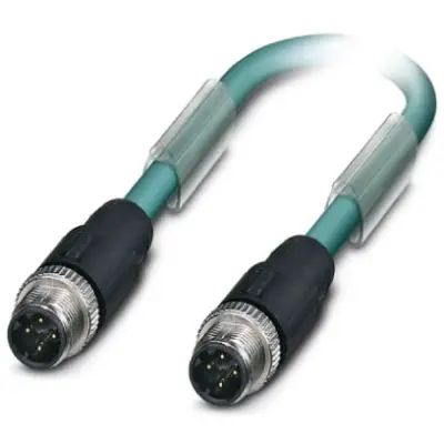 Sensor actuator cable, M12-cable plug, straight to M12-cable plug, straight, 4 pole, 1 m, PUR, blue, 4 A, 1569456 - 1