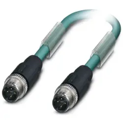 Sensor actuator cable, M12-cable plug, straight to M12-cable plug, straight, 4 pole, 1 m, PUR, blue, 4 A, 1569456