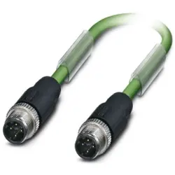 Sensor actuator cable, M12-cable plug, straight to M12-cable plug, straight, 4 pole, 5 m, PVC, green, 4 A, 1524381