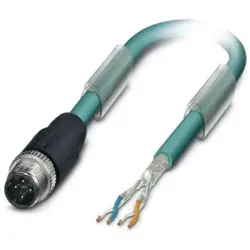 Sensor actuator cable, M12-cable plug, straight to open end, 4 pole, 10 m, PUR, blue, 4 A, 1569414