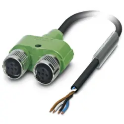 Sensor actuator cable, M12-cable socket, straight to open end, 4 pole, 3 m, PUR, black, 4 A, 1436178