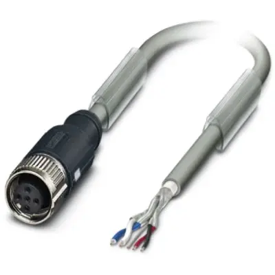 Sensor actuator cable, M12-cable socket, straight to open end, 5 pole, 2 m, PUR, gray, 4 A, 1419081 - 1