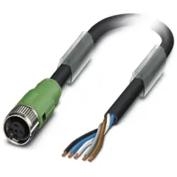 Sensor actuator cable, M12-cable socket, straight to open end, 5 pole, 5 m, PUR, black, 4 A, 1518371