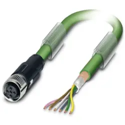 Sensor actuator cable, M12-cable socket, straight to open end, 5 pole, 5 m, PUR, green, 4 A, 1517929