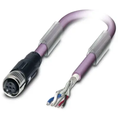 Sensor actuator cable, M12-cable socket, straight to open end, 5 pole, 5 m, PUR, purple, 4 A, 1518229 - 1