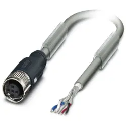 Sensor actuator cable, M12-cable socket, straight to open end, 5 pole, 5 m, PUR, gray, 4 A, 1419030