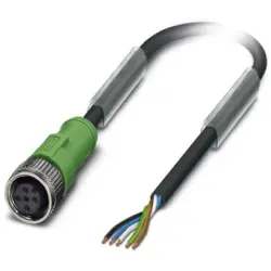 Sensor actuator cable, M12-cable socket, straight to open end, 5 pole, 5 m, PVC, black, 4 A, 1453889