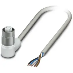 Sensor actuator cable, M12-cable socket, angled to open end, 5 pole, 1.5 m, PP-EPDM, gray, 4 A, 1404053