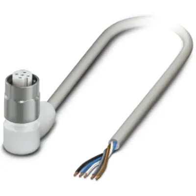 Sensor actuator cable, M12-cable socket, angled to open end, 5 pole, 10 m, PP-EPDM, gray, 4 A, 1404056 - 1