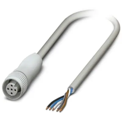 Sensor actuator cable, M12-cable socket, straight to open end, 5 pole, 10 m, PP-EPDM, gray, 4 A, 1404086 - 1