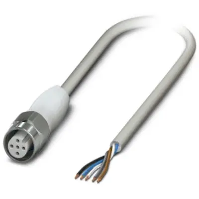 Sensor actuator cable, M12-cable socket, straight to open end, 5 pole, 10 m, PP-EPDM, gray, 4 A, 1404052 - 1