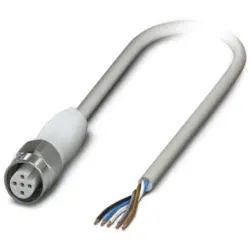 Sensor actuator cable, M12-cable socket, straight to open end, 5 pole, 10 m, PP-EPDM, gray, 4 A, 1404052