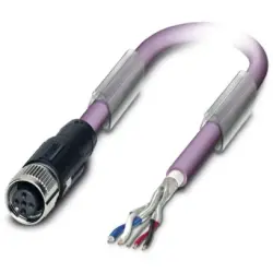 Sensor actuator cable, M12-cable socket, straight to open end, 5 pole, 10 m, PUR, purple, 4 A, 1518232
